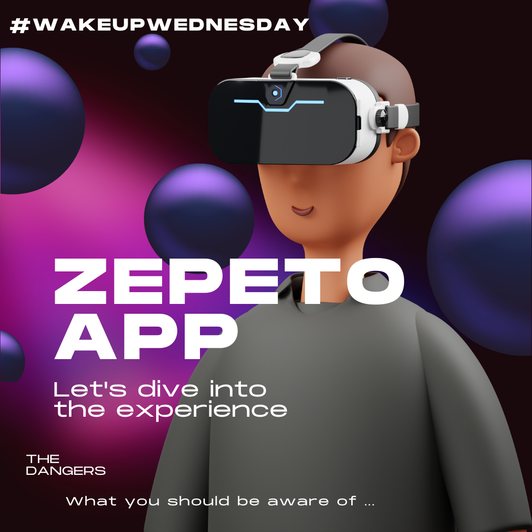 child with a vr headset and the title zepeto app