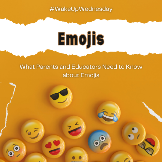 Picture of various emojis and the word emojis across the centre