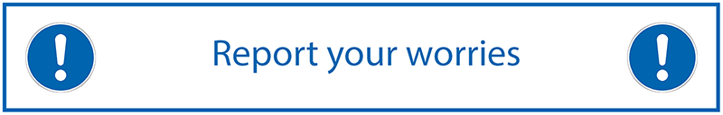 Button with the text "Report your worries" written on it.